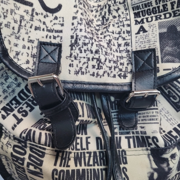 Harry Potter Daily Prophet Allover Newspaper Print Slouch Backpack - Picture 2 of 15